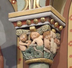 capitel románico con caín y abel