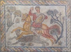 mosaico romano con caza de pantera