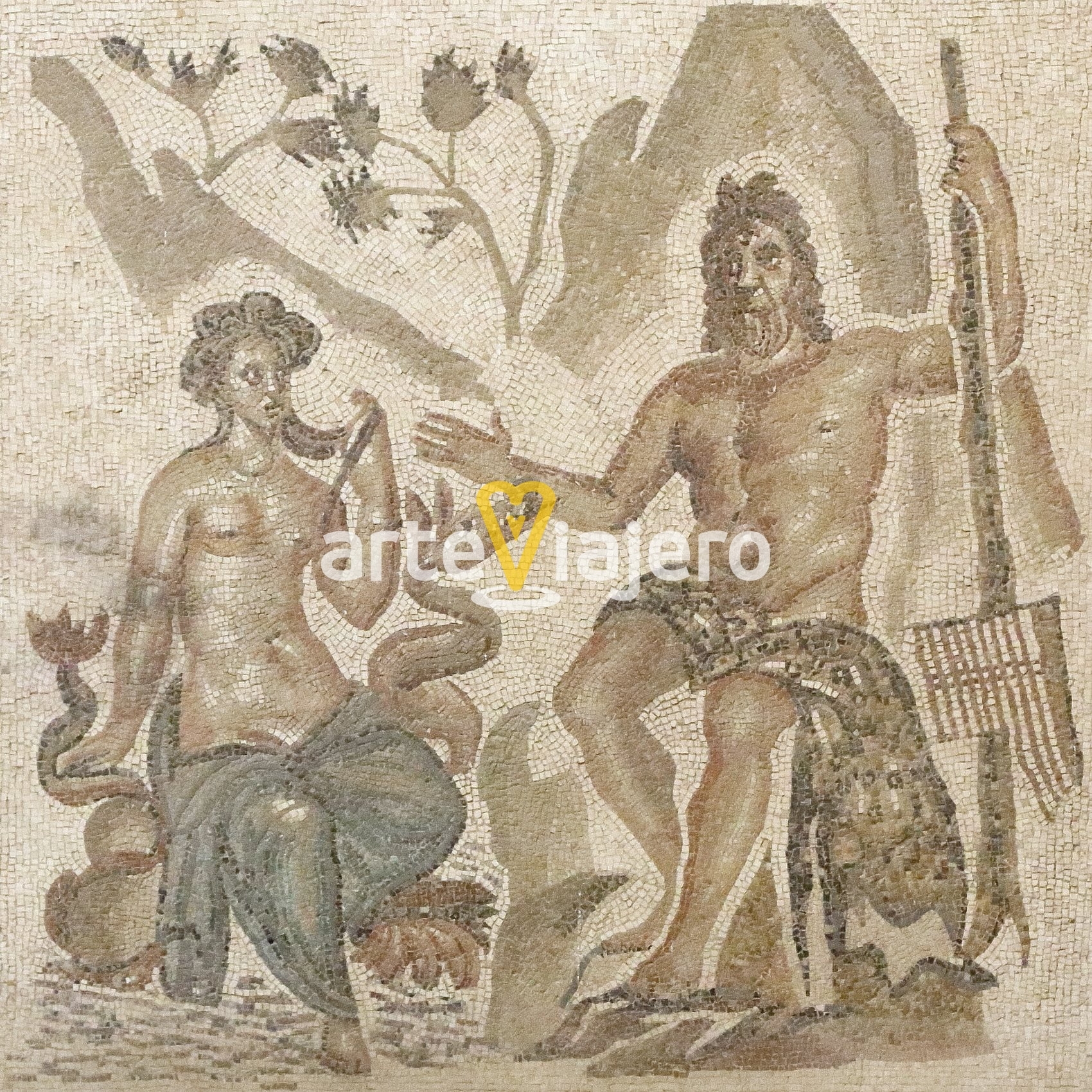 mosaico romano con polifemo y galatea